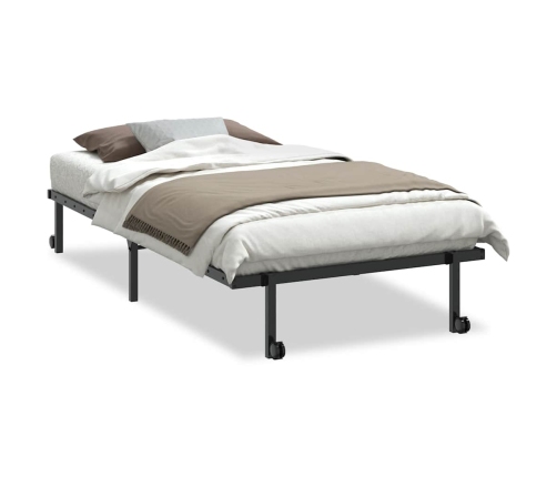 Estructura de cama sin colchón plegable negro acero 100x190 cm