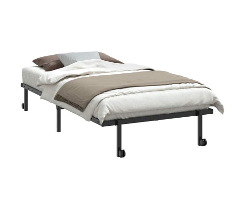 Estructura de cama sin colchón plegable negro acero 100x190 cm