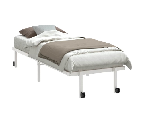 Estructura de cama sin colchón plegable blanco acero 75x190 cm