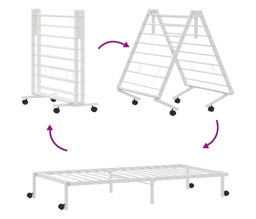 Estructura de cama sin colchón plegable blanco acero 75x190 cm