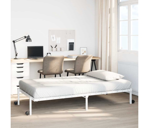 Estructura de cama sin colchón plegable blanco acero 75x190 cm