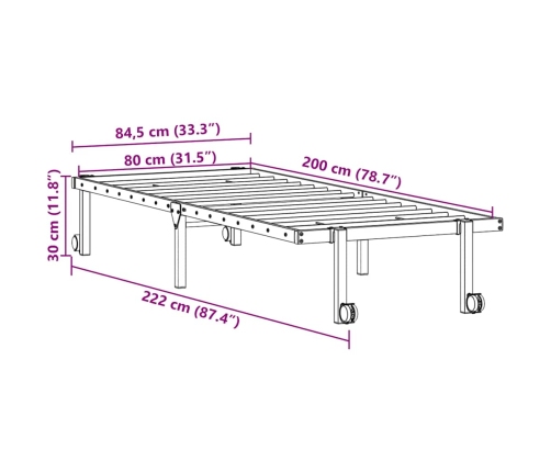 Estructura de cama sin colchón plegable blanco acero 80x200 cm