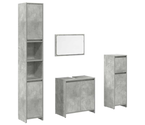 Juego muebles de baño 4 pzas madera contrachapada gris hormigón