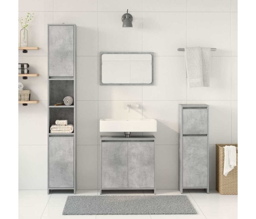 Juego muebles de baño 4 pzas madera contrachapada gris hormigón