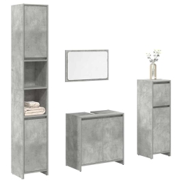 Juego muebles de baño 4 pzas madera contrachapada gris hormigón