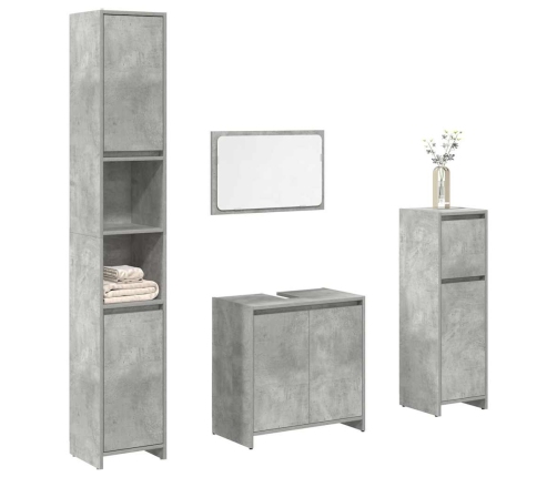 Juego muebles de baño 4 pzas madera contrachapada gris hormigón