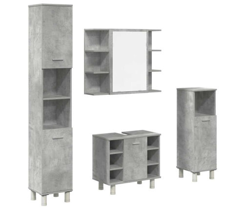 Juego muebles de baño 4 pzas madera contrachapada gris hormigón