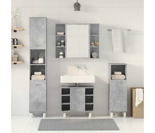 Juego muebles de baño 4 pzas madera contrachapada gris hormigón