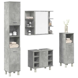 Juego muebles de baño 4 pzas madera contrachapada gris hormigón