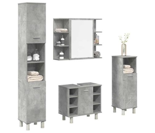 Juego muebles de baño 4 pzas madera contrachapada gris hormigón