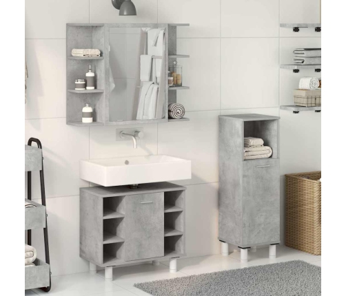 Set muebles de baño 2 piezas madera contrachapada gris hormigón