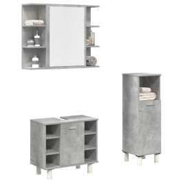 Set muebles de baño 2 piezas madera contrachapada gris hormigón