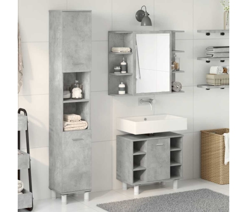 Set muebles de baño 2 piezas madera contrachapada gris hormigón