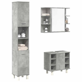 Set muebles de baño 2 piezas madera contrachapada gris hormigón