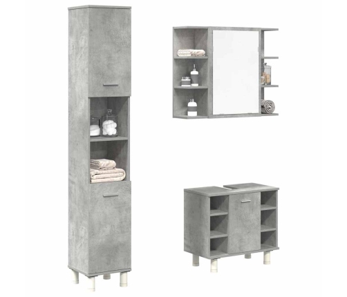 Set muebles de baño 2 piezas madera contrachapada gris hormigón