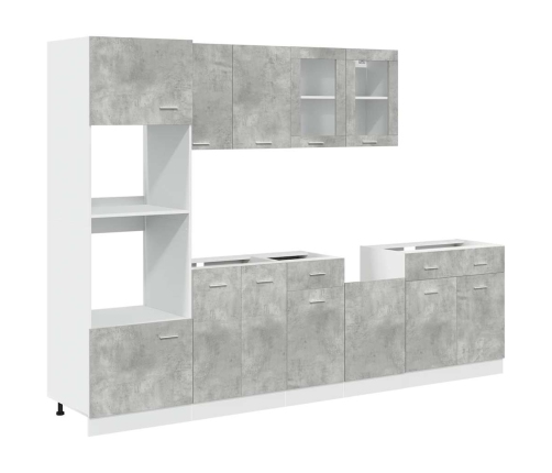 Set muebles de baño 7 piezas madera contrachapada gris hormigón