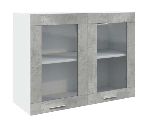 Set muebles de baño 7 piezas madera contrachapada gris hormigón