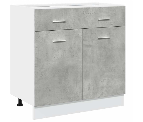 Set muebles de baño 7 piezas madera contrachapada gris hormigón