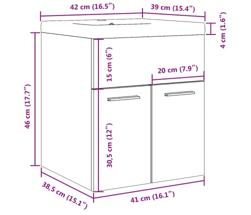 Set muebles de baño 2 piezas madera contrachapada gris hormigón