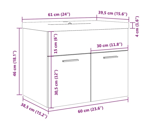 Mueble de baño con lavabo integrado gris hormigón