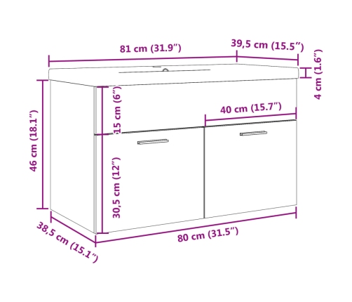 Mueble de baño con lavabo integrado gris hormigón