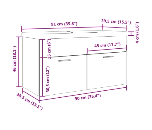 Mueble de baño con lavabo integrado gris hormigón