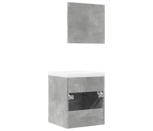 Set muebles de baño 2 piezas madera contrachapada gris hormigón