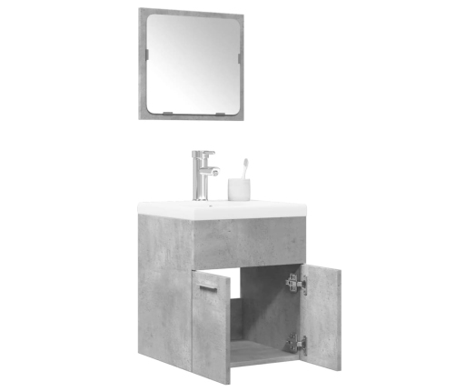 Set muebles de baño 2 piezas madera contrachapada gris hormigón