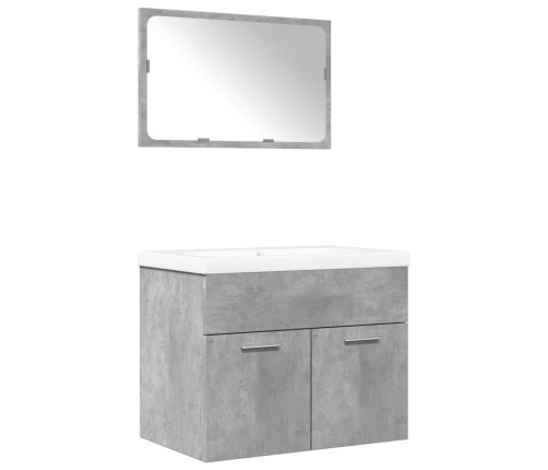 Set muebles de baño 2 piezas madera contrachapada gris hormigón