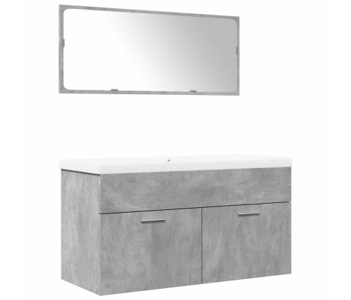 Set muebles de baño 2 piezas madera contrachapada gris hormigón