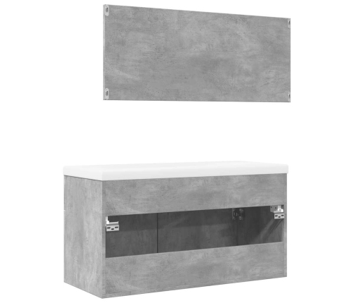 Set muebles de baño 2 piezas madera contrachapada gris hormigón