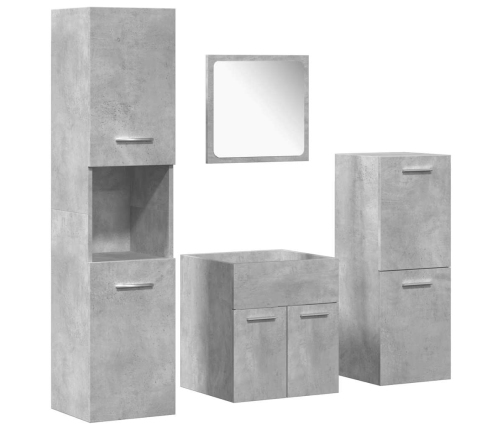 Juego muebles de baño 4 pzas madera contrachapada gris hormigón