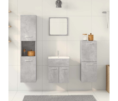 Juego muebles de baño 4 pzas madera contrachapada gris hormigón