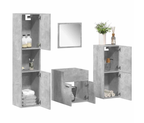 Juego muebles de baño 4 pzas madera contrachapada gris hormigón