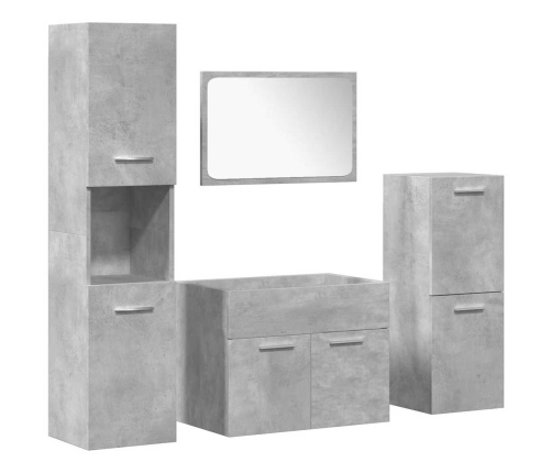 Juego muebles de baño 4 pzas madera contrachapada gris hormigón