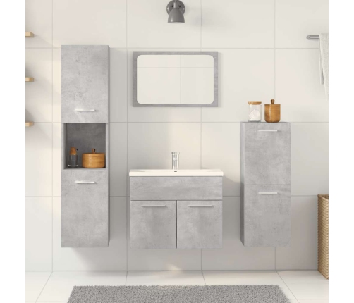 Juego muebles de baño 4 pzas madera contrachapada gris hormigón