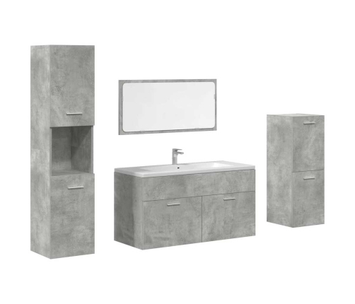 Juego muebles de baño 4 pzas madera contrachapada gris hormigón