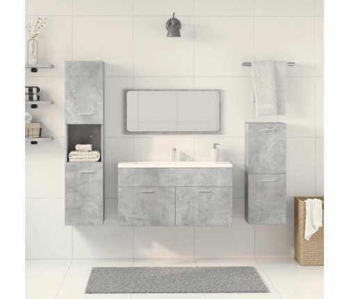 Juego muebles de baño 4 pzas madera contrachapada gris hormigón