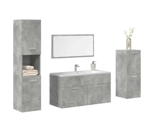 Juego muebles de baño 4 pzas madera contrachapada gris hormigón