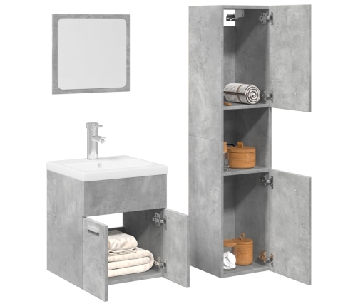 Set muebles de baño 2 piezas madera contrachapada gris hormigón