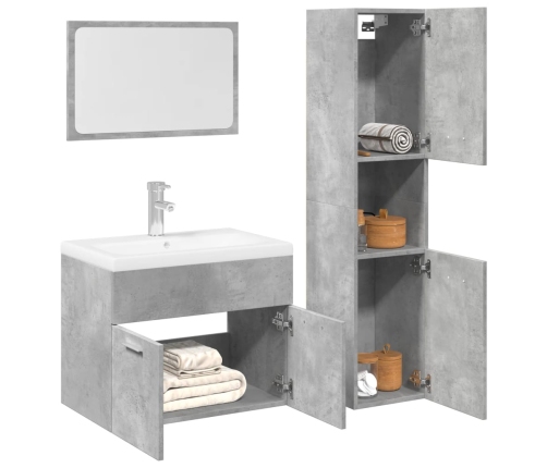 Set muebles de baño 2 piezas madera contrachapada gris hormigón