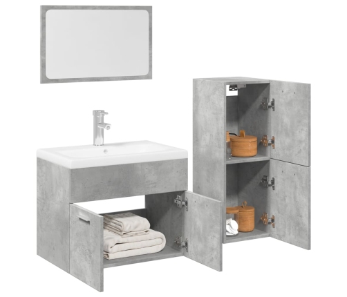 Set muebles de baño 2 piezas madera contrachapada gris hormigón