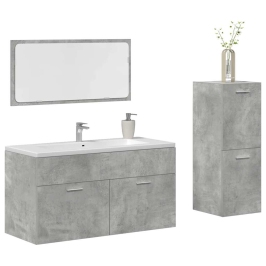 Set muebles de baño 2 piezas madera contrachapada gris hormigón