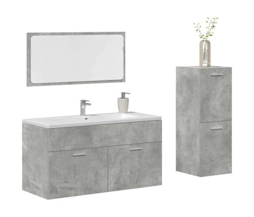 Set muebles de baño 2 piezas madera contrachapada gris hormigón