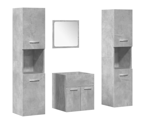 Juego muebles de baño 4 pzas madera contrachapada gris hormigón