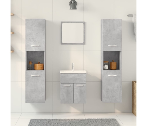 Juego muebles de baño 4 pzas madera contrachapada gris hormigón