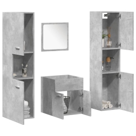 Juego muebles de baño 4 pzas madera contrachapada gris hormigón