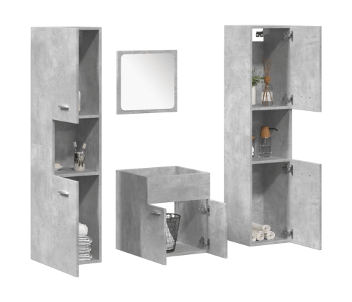 Juego muebles de baño 4 pzas madera contrachapada gris hormigón