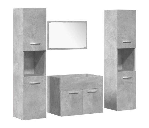 Juego muebles de baño 4 pzas madera contrachapada gris hormigón