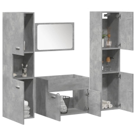 Juego muebles de baño 4 pzas madera contrachapada gris hormigón